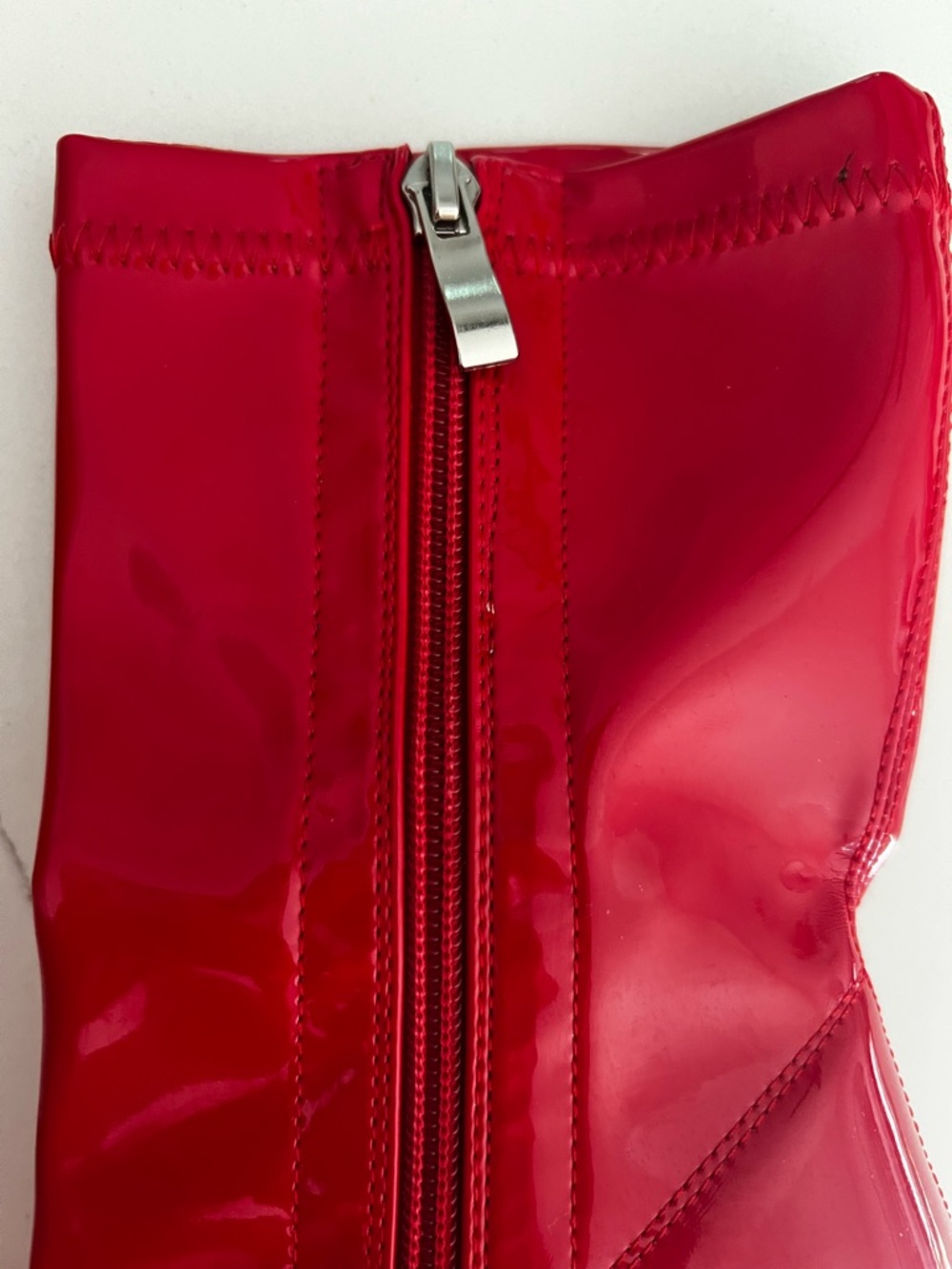 Bold Red Patent Platform Wedge Ankle Boots - Picture 10 of 11